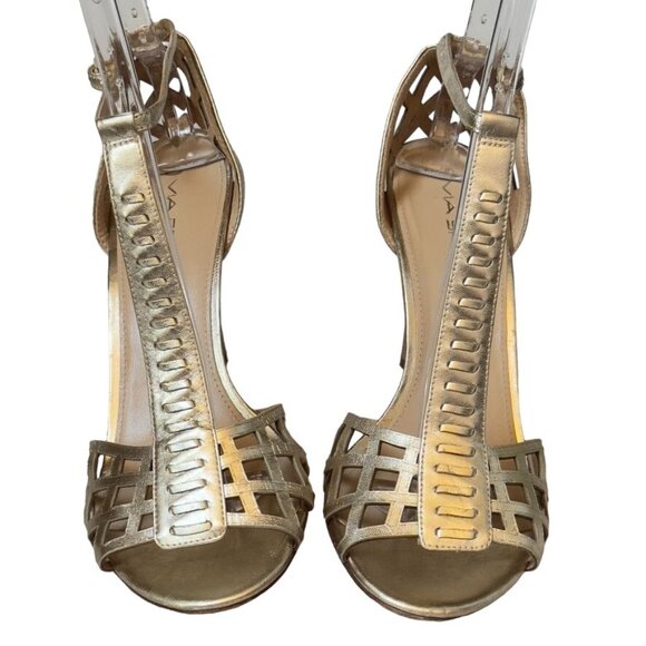 VIA SPIGA Women's Shoes Gold Leather Heels Stilettos Size 9.5M Eu 41 - Picture 2 of 13